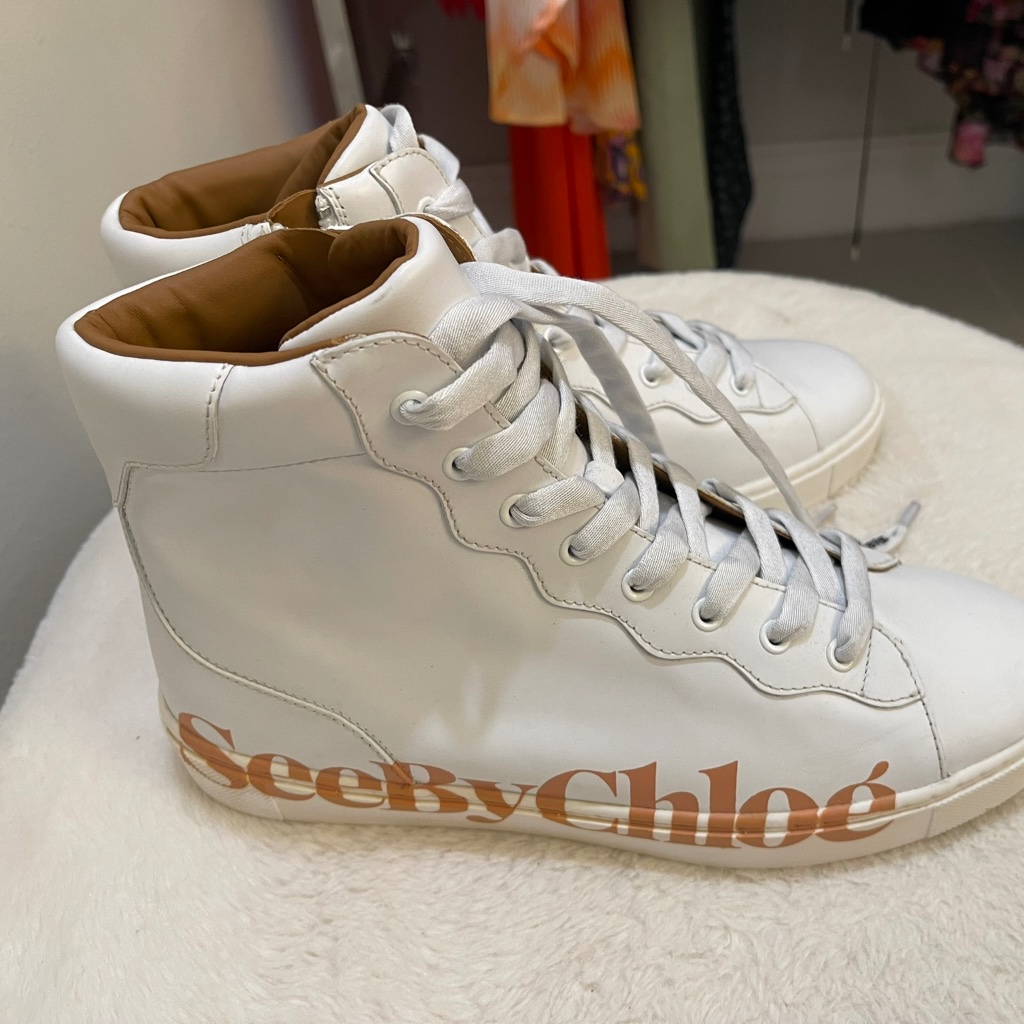See By Chlo White Essie High-Top Sneakers Women’s Size 39